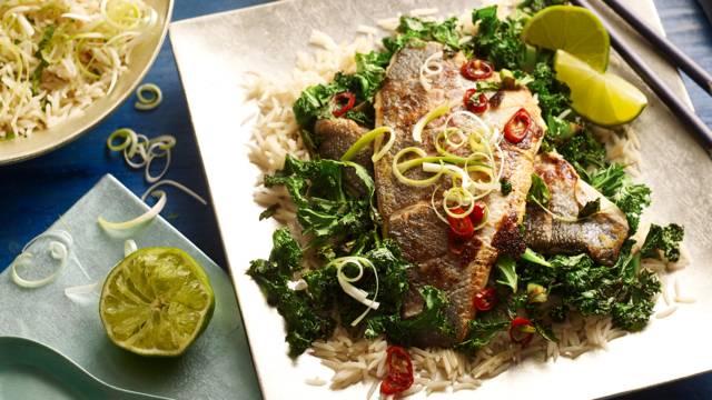 Malaysian style steamed sea bass